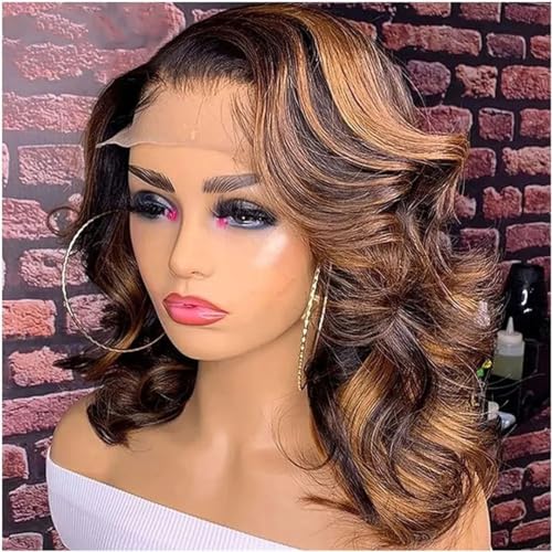 Frauen Körper Welle Bob Perücke Echthaar Spitze Perücke Nass Andwavy T Teil Spitze Perücke von Generic