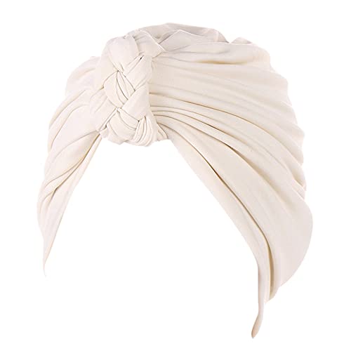 Frauen Krebs Kopf Hut Kappe Ethno Bohemian Floral Hair Cover Wrap Turban Kopfbedeckung Turban Kappe Stirnbänder für Frauen Mode (A-Beige, Einheitsgröße) von Generic