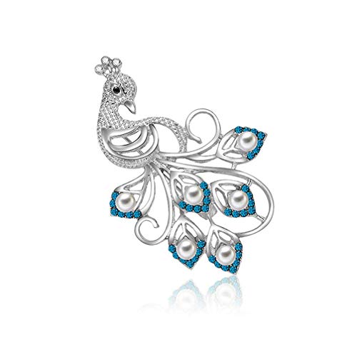 Frauen Kristall Elegante Pfau Broschen Broschen Blau Pfau Bedeckte Schals Schal Clip Für Frauen Schmuck von Generic