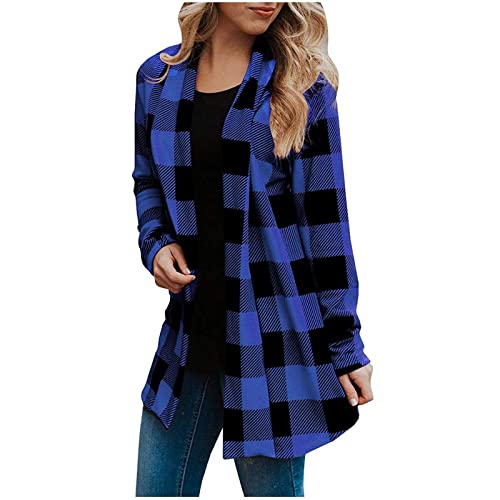 Frauen Lange Lässige Karierte Revers Vintage Jacke Plus Größe Tartan Mit Tasche Jacke Frauen Lange Lässige Karierte Revers Vintage Jacke Plus Größe Tartan Mit Tasche Jacke von Generic