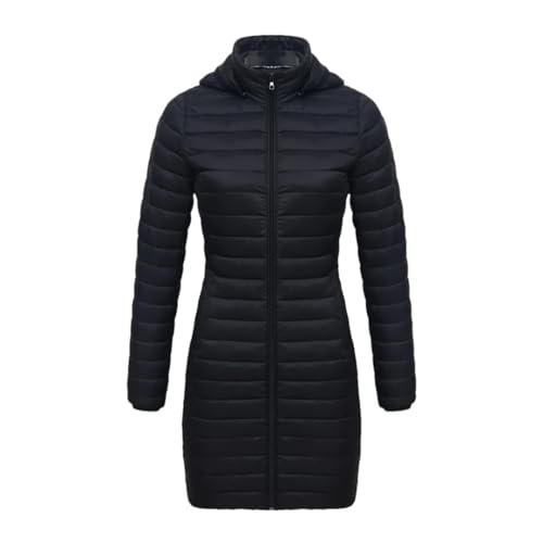 Frauen Lange Warme Parka Mantel Mit Kapuze Weibliche Winter Outdoor Baumwolle Kleidung Ultraleicht Outwear, Schwarz, 5X-Large von Generic