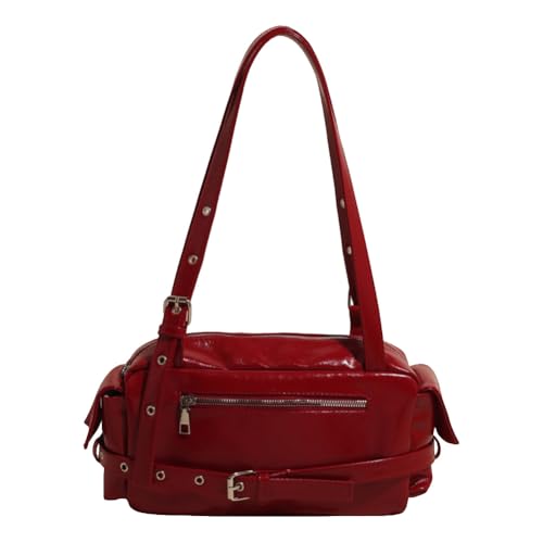 Frauen Lederumhängetasche Trendige Geldbörse Achseltasche for Reise & Arbeit (rot) von Generic