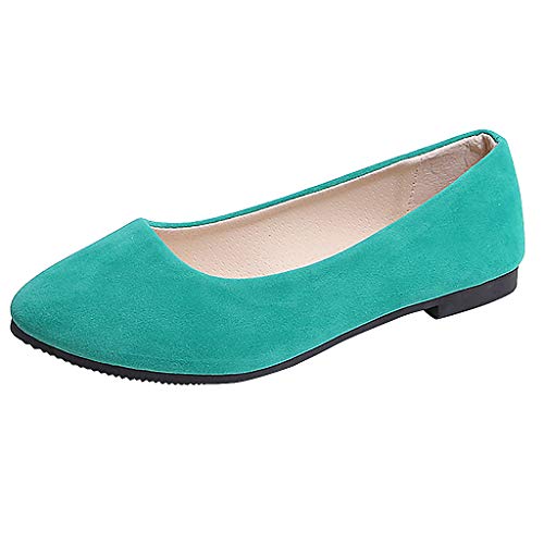 Frauen Mädchen solide große Größe rutscht auf flachen flachen Komfort beiläufige einzelne Schuhe Damen Schuhe Gelb Pumps (Mint Green, 37) von Generic