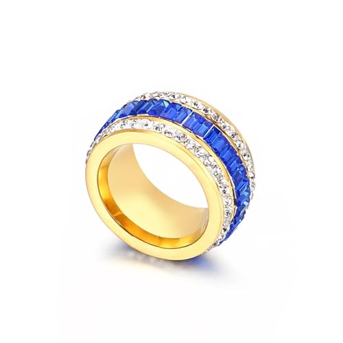 Frauen Männer Titan Stahl Mode Glänzend Zirkon Gold Silber Farbe Kristall Strass Klobige Ringe Schmuck von Generic