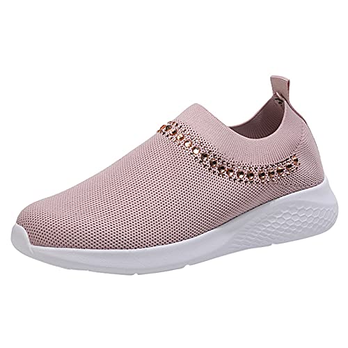 Frauen Netz Laufschuhe Leichtgewichts Turnschuhe Non-Slip Sportschuhe Einfache Sneakers Fashion Halbschuhe Classic Loafers Atmungsaktive Joggingschuhe Workout Sportsschuhe Mesh Slip-on Shoes von Generic