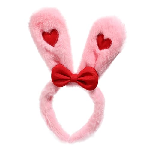 Frauen Ostern Plüsch Hasenohren Stirnband Liebe Schleife Kinder süße Kopfbedeckung BrU653 (Pink, One Size) von Generic