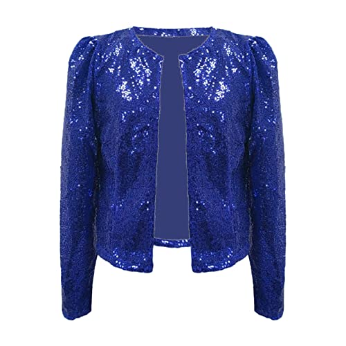 Frauen Pailletten Blazer Elegant,Blazer Sportlich Langarm Bomberjacke Casual Cardigan Disco Outfit Pailettenjacke Glänzend Mantel Teenager Mädchen Karneval Party Outfits von Generic