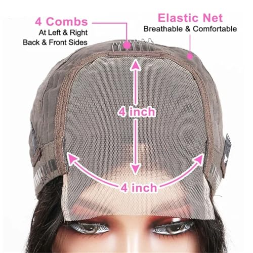 Frauen Perücke Kurze Echthaar Perücke 4X4 Spitze Vorne Perücke Für Frauen 13X4 Spitze Frontal Perücken von Generic