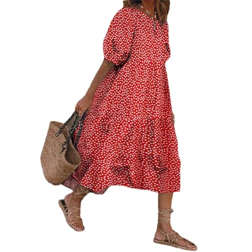 Frauen Plaid Floral Lose Kleid Rundhals Halbarm A-Linie Kleid Urlaub Strand Langen Rock Pattern 2 XL Frauen Plaid Floral Lose Kleid Rundhals Halbarm A-Linie Kleid Urlaub Strand Langen Rock Pattern 2 XL von Generic