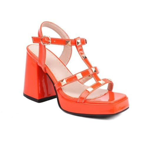 Frauen Plateau Hoher Absatz Römische Sandalen Offener Zehe Slingback Sommer Sandalen Mit Niete Knöchelriemen Kleid Pumps Mit Schnalle,Orange,40 EU Frauen Plateau Hoher Absatz Römische Sandalen Offener Zehe Slingback Sommer Sandalen Mit Niete Knöchelriemen Kleid Pumps Mit Schnalle,Orange,40 EU von Generic