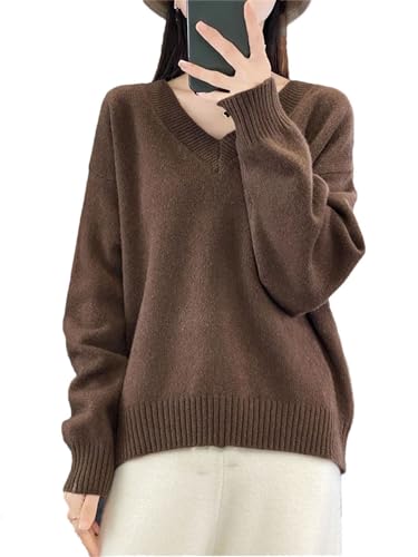 Frauen Pullover Winter Langarm V-Ausschnitt Pullover Wolle Lose Kaschmir Strickwaren von Generic
