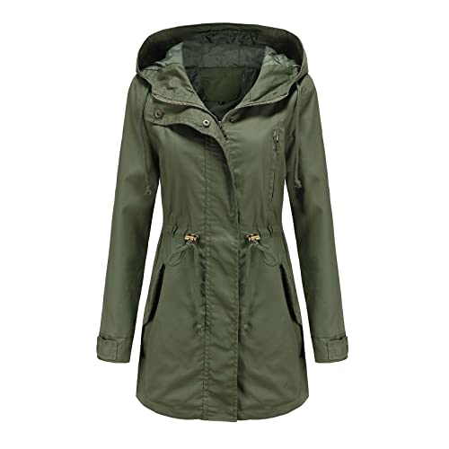 Frauen Regenparka Parka Jacke Windbreaker, Lange Regenjacke Softshelljacke Leichte Regenjacke Damen Wasserdicht Atmungsaktiv, Winterjacke Outdoorjacke Regenmantel Damen Wasserdicht Atmungsaktiv, von Generic