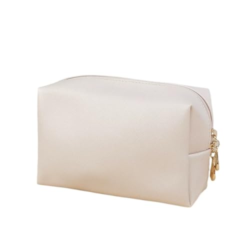 Frauen Reise Make-Up Taschen PU Leder Tasche Reise Waschen Toiletry Organizer Geldbörse Kosmetik Tasche(Beige) von Generic
