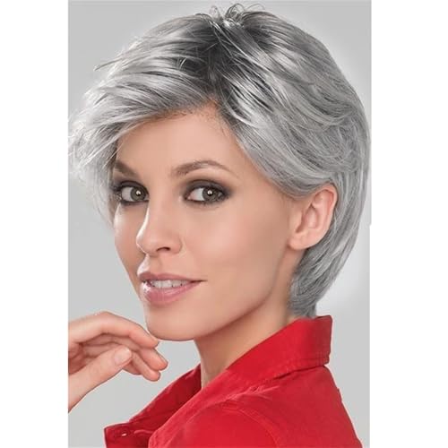 Frauen Remy Echthaar Perücken Kurze Natürliche Gerade Geschichtete Bob Perücke Hochzeit Cosplay Party Casual Perücke von Generic