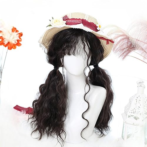 Frauen Romantische Ringlet Locken Lange Haare Cosplay Perücken Prinzessin Kostüm Tägliche Party Schule Spiel Theater Halloween Fancy Dress Perücke (Bräunliches Schwarz) von Generic