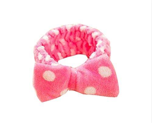 Frauen Schöne Punkte Gesicht Waschen Stirnband Korallen Fleece Make-Up Haarband Elastische Bowknot Hair Wrap Handtuch für Bad Dusche Spa Sport - Rose Tragbar und Nützlich Schön und attraktiv von Generic