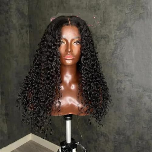 Frauen Schwarz 180% Dichte 26 Zoll Weiche Verworrene Lockige Lange Tiefe Spitzenfrontperücken Für Den Täglichen Gebrauch Leimlose Perücken black 22INCHES von Generic