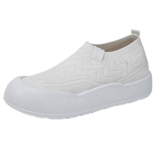 Frauen Slip-On Trainer Mesh Gedächtnisschaum Bogen Unterstützung Wanderschuhe atmungsaktive Leichtgewicht Bequeme weiche lässige einfache Turnschuhe für die Arbeit Laufen 𝐒ommer Sport im (White, 40) von Generic