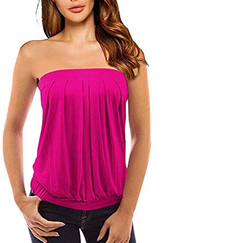 Frauen Solide Casual Wrapped Chest Lose ärmellose Top-Bluse Schlaf T Shirt (Hot Pink, S) von Generic