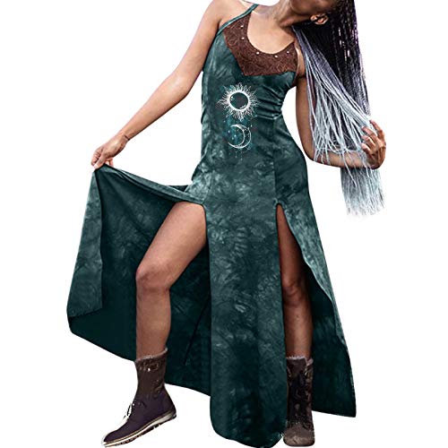 Frauen Sommer Retro-Färbung Spitze mit geteilten Kleidern reizvolles langes Gleitkleid Leoparden Kleid Damen Winter Frauen Sommer Retro-Färbung Spitze mit geteilten Kleidern reizvolles langes Gleitkleid Leoparden Kleid Damen Winter von Generic