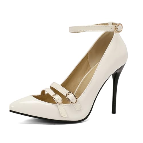 Frauen Spitze Spitze Hochzeit Pumps Knöchelriemen Braut Events Heels Stiletto Absatz Bankette & Galas Schuhe 10cm,Weiß,45 EU Frauen Spitze Spitze Hochzeit Pumps Knöchelriemen Braut Events Heels Stiletto Absatz Bankette & Galas Schuhe 10cm,Weiß,45 EU von Generic
