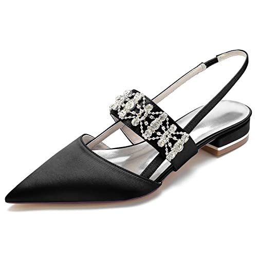 Frauen Spitze Zehe Slingback Brautkleid Ballerinas Strass Knöchelriemen Formell Abschlussball Abend Party Ballerinas,Schwarz,39 EU Frauen Spitze Zehe Slingback Brautkleid Ballerinas Strass Knöchelriemen Formell Abschlussball Abend Party Ballerinas,Schwarz,39 EU von Generic