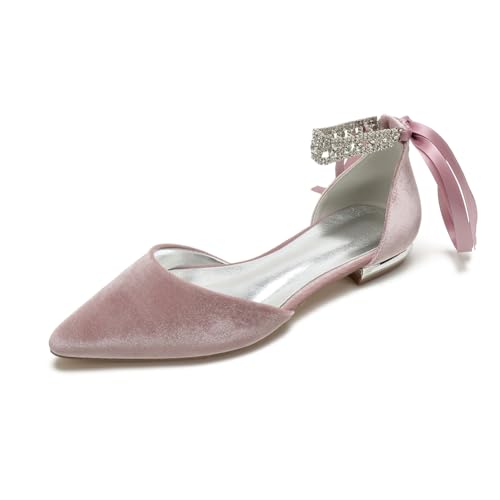 Frauen Strass Hochzeit Party Schuhe Spitze Spitze Brautkleid Ballerien Ballas Samt Formell Abschlussball Niedrige Absätze,Rosa,36 EU Frauen Strass Hochzeit Party Schuhe Spitze Spitze Brautkleid Ballerien Ballas Samt Formell Abschlussball Niedrige Absätze,Rosa,36 EU von Generic