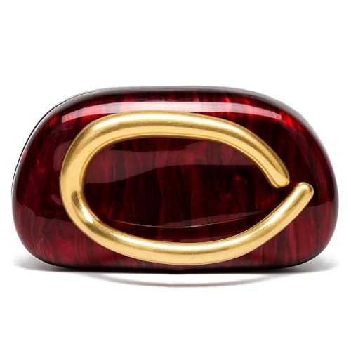 Frauen Trendy Clutch Bag Acryl Crossbody All-Match Partytasche (Weinrot) von Generic