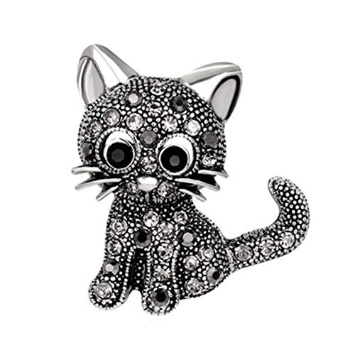 Frauen Vintage Tiere Strass Katze Broschen Schmuck Hochzeit Zubehör für Frauen Geschenk 3,1 x 2,7 cm langlebig und praktisch von Generic