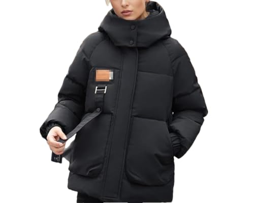 Frauen Winter Jacke Mäntel Parkas Weibliche Unten Baumwolle Mit Kapuze Mantel Dicke Warme Winddicht Casual Student, Schwarz MF22, 42 Frauen Winter Jacke Mäntel Parkas Weibliche Unten Baumwolle Mit Kapuze Mantel Dicke Warme Winddicht Casual Student, Schwarz MF22, 42 von Generic