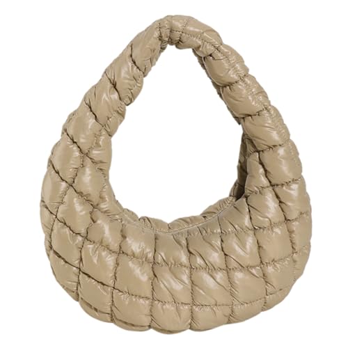 Frauen gepolsterte HOBO-Tasche Vielseitiger Wolkenfleckenbeutel Leichte gesteppte Handtasche Herbst Winter Geldbeutel (Khaki) von Generic