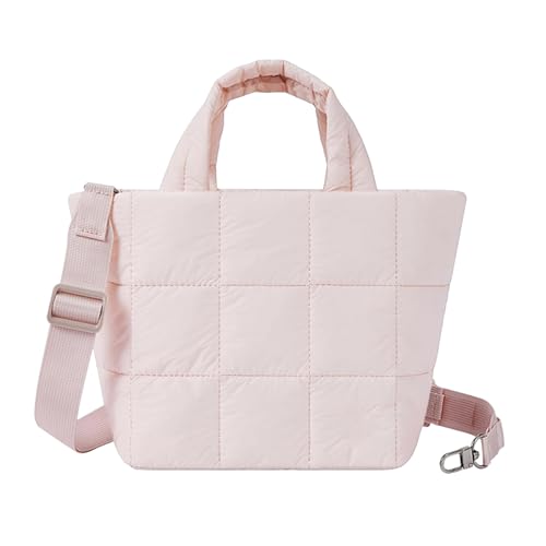 Frauen gesteppt Nylon Handtasche gepolsterte Fitness -Umhängetasche Pendelhandtasche (rosa) von Generic