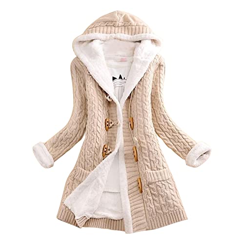 Frauen lässiger Strickknopf Langarm Dicke Cardigan mit Kleidung Schwarz Damen Weste Schwarz Damen Strick von Generic