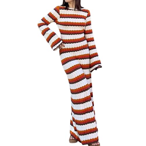 Frauen mit langem Ärmel Rib strickte Lange Kleid eleganter Crew Hals gerippt gestrickt Midi Kleid Feste Farbe Maxi Kleid Streetwear Frauen mit langem Ärmel Rib strickte Lange Kleid eleganter Crew Hals gerippt gestrickt Midi Kleid Feste Farbe Maxi Kleid Streetwear von Generic
