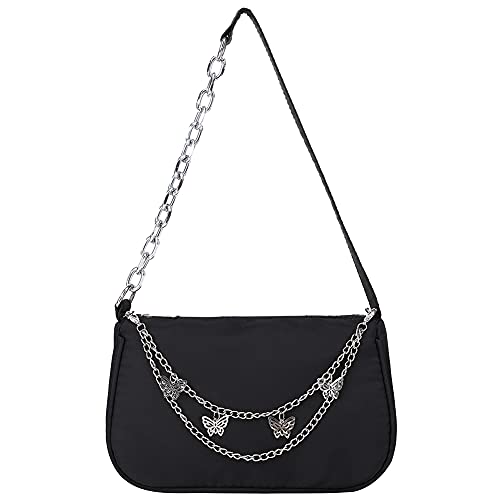 Frauen weibliche schwarze Unterarmtaschen Reißverschluss Nylon y2k kleine Tasche Handtaschen Mode Damen kleine Handtaschen Trendige Achselhalterung Geldbeutel von Generic