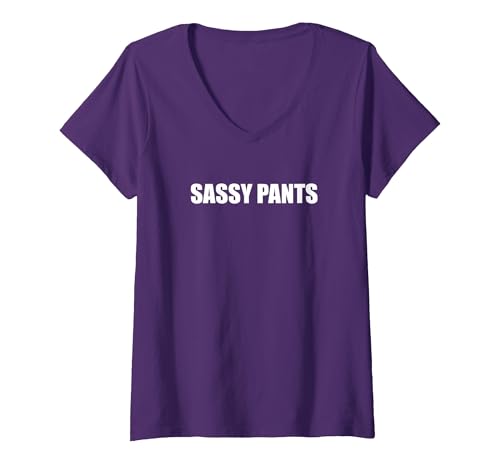 Freche Hose T-Shirt mit V-Ausschnitt, Damen, Violett, XXL von Generic