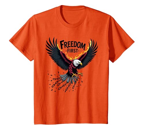 Freiheit zuerst patriotisch T-Shirt, Kinder, Orange, 152 von Generic