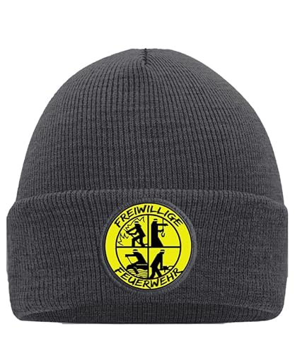 Freiwillige Feuerwehr Mütze mit stylischem Motiv - Hochwertig Bedruckt und Individuell Gestaltet Mütze Beanie Mütze Grau 01 von Generic