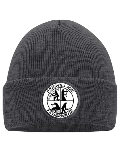 Freiwillige Feuerwehr Mütze mit stylischem Motiv - Hochwertig Bedruckt und Individuell Gestaltet Mütze Beanie Mütze Grau 02 von Generic