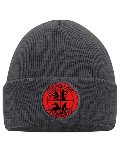 Freiwillige Feuerwehr Mütze mit stylischem Motiv - Hochwertig Bedruckt und Individuell Gestaltet Mütze Beanie Mütze Grau 03 von Generic