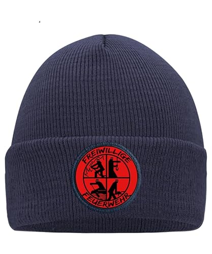 Freiwillige Feuerwehr Mütze mit stylischem Motiv - Hochwertig Bedruckt und Individuell Gestaltet Mütze Beanie Mütze Navyblau 03 von Generic