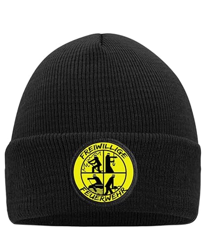 Freiwillige Feuerwehr Mütze mit stylischem Motiv - Hochwertig Bedruckt und Individuell Gestaltet Mütze Beanie Mütze Schwarz 01 von Generic