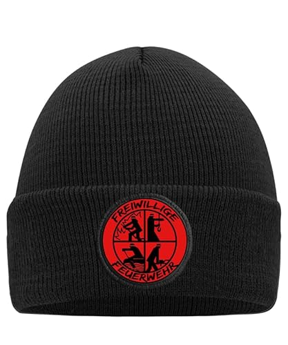 Freiwillige Feuerwehr Mütze mit stylischem Motiv - Hochwertig Bedruckt und Individuell Gestaltet Mütze Beanie Mütze Schwarz 03 von Generic