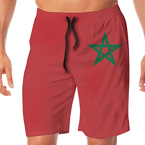 Freizeit Short Flagge Von Marokko Beachshorts Wasserdicht Strandhose Verstellbarem Boardshorts Für Laufen, Strand, Surf M von Generic
