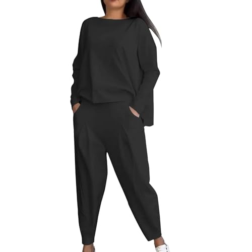 Freizeitanzug Damen Große Größen - Trainingsanzug 2-Teilig Set,Mit Langarm Oberteil + Baggy Haremshose,Oversized Loungewear Set,Leicht Atmungsaktiv Jogginganzug,Y2K Sportanzug von Generic