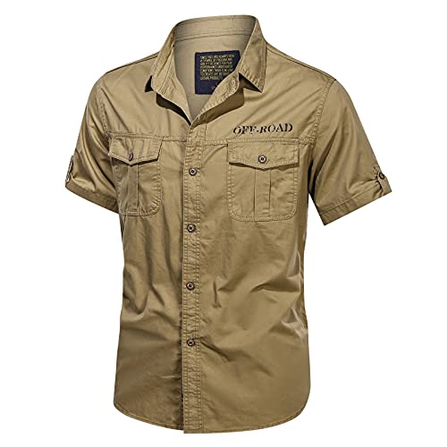 Freizeithemd Herren Cargo Hemden mit Brusttasche Outdoor Shirt Slim Fit Coole Kurzarmhemd Sommerhemd Männer Safari Hemd Outdoorhemden von Generic