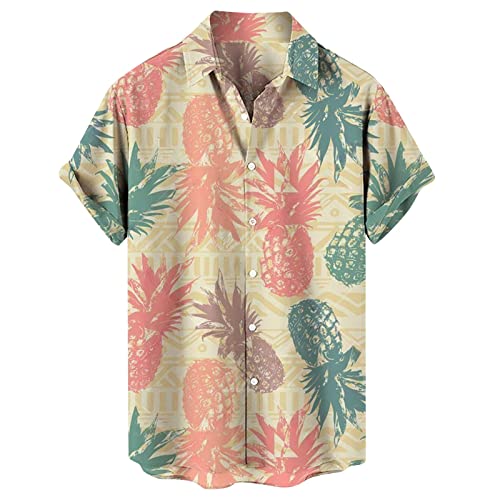 Freizeithemden für Herren Hawaii Hemd Kurzarm Hemden Lässig Knopf Hemd Herren Sommer Hawaii Hemd Herren Lustig Bedruckt Kurzarmhemd Herren Comfort fit Leicht Baumwollhemd Herren mit Knöpfen von Generic