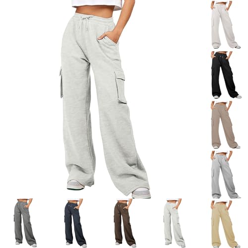 Freizeithose Damen Baumwolle Winter - Yogahose Damen Lang Mit Taschen - Sporthose Damen Lang Locker Trekkinghose Winter Sportleggins Kordelzug Laufhose Trainingshose Wanderhose Sweatpants von Generic