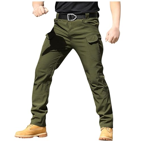 Freizeithose Herren,Taktische Hose Herren,Herren Cargohosen Casual Chinohose Lang Jogginghose Elastischer Taille Freizeithose mit Reißverschlusstasche,Grün,XL von Generic