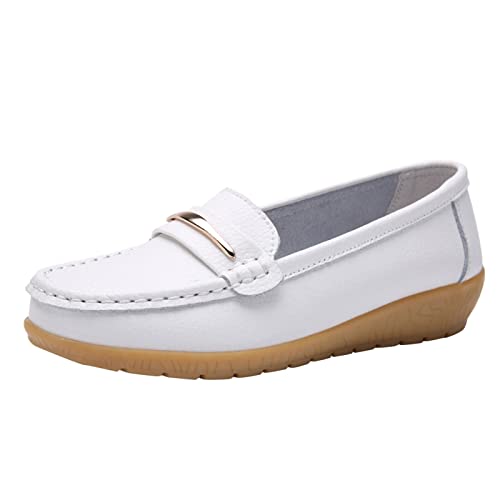 Freizeitschuhe Atmungsaktiv Bequem Leicht Laufschuhe Flach Komfortabel Elegant Sportlich Flexibel Alltag Straßenschuhe (White, 40) von Generic